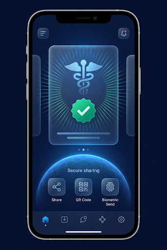 Aplicativo móvel do Sync ID mostrando o status de credenciamento do médico